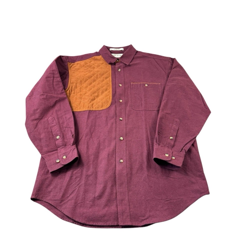 Orvis Maroon Heavy VTG Right Handed Suede Patch Shooting Shirt Size M Mint